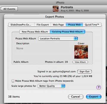 picasa-plug-in1 Picasa plug-in as it looks in the iPhoto interface