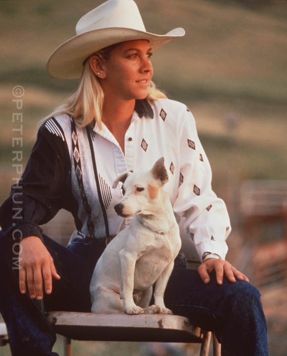 Cowgirl with her dog (original on Fujichrome 100)