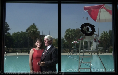 Congressman Jerry Lewis of Redlands with his wife Arlene at the pool opening in the city of San Bernardino