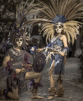 Aztec dancers Patrick and Ariana photographed for Riverside Day of the Dead festival website at Tios Tacos restaurant. I'll be leading a speedlight workshop Sat Oct 29 in downtown library. Contact me to sign up for this hands-on workshop. 951 544-5024